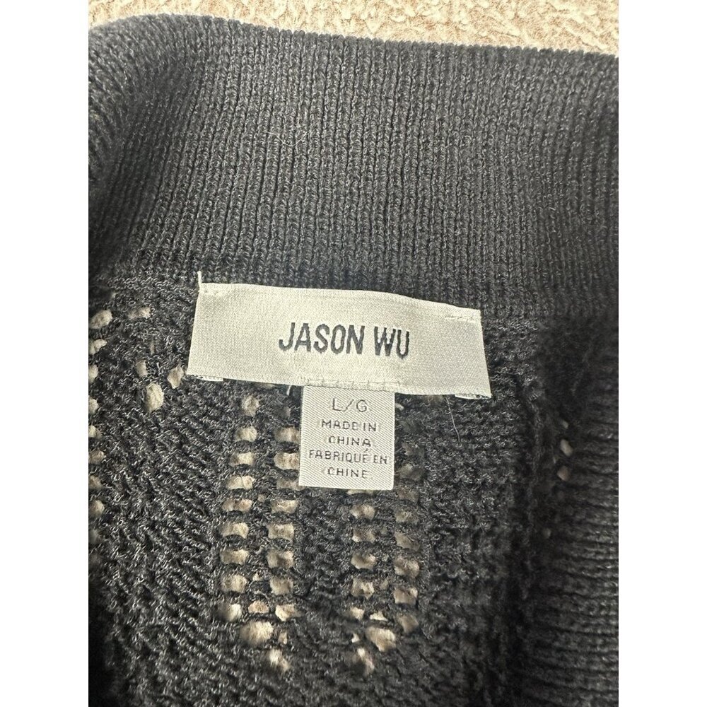 Jason Wu Black Crocheted Cable Knit Button-Down Shirt Size L - Picture 4 of 11